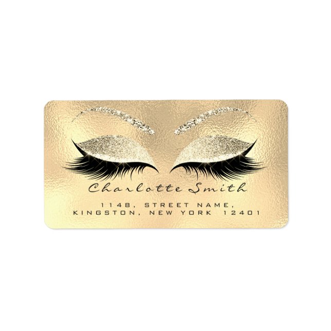 Makeup Lashes Return Address Label Champaigne RSVP (Front)