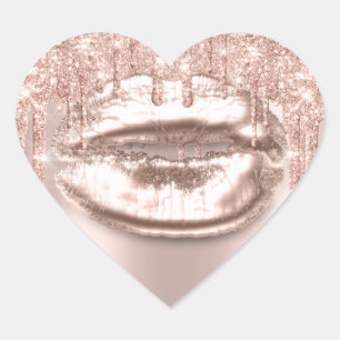 Makeup Lips Kiss 16th Bridal Rose Glitter Spark Heart Sticker