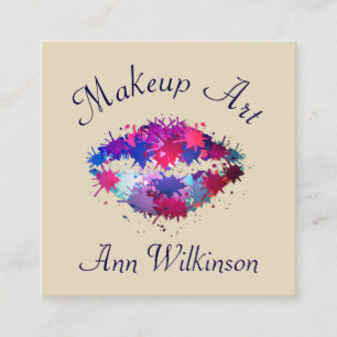 Makeup lips splash of colours artistic cover square business card