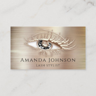 Makeup Logo Brown Black Eyelash QrCode Rose Metal Business Card