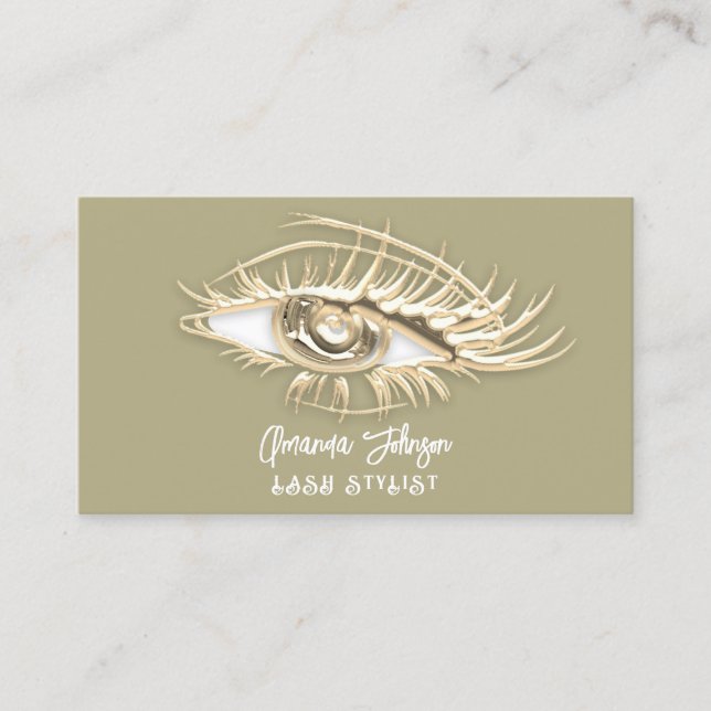 Makeup Logo Ivory Mint Green Eyelash Qr Code  Business Card (Front)