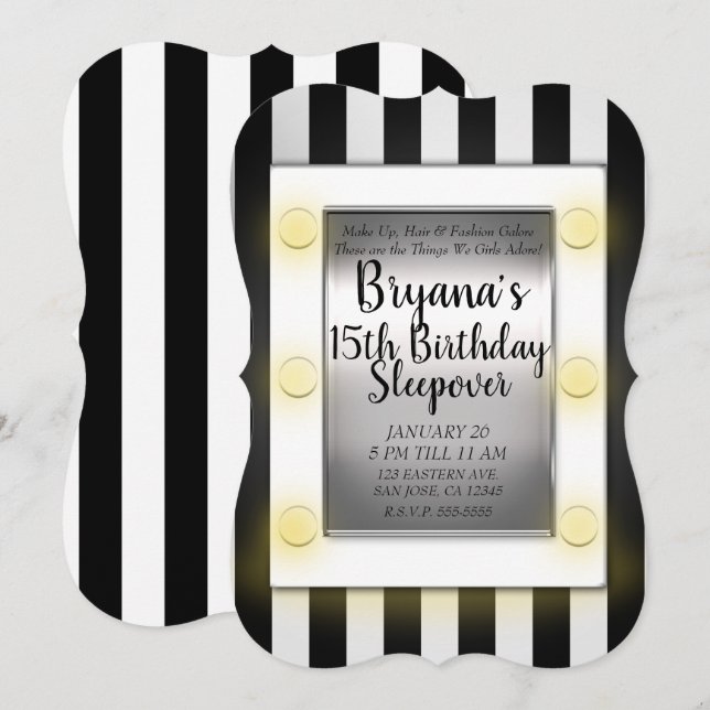 Makeup Mirror Beauty Makeover Teen Birthday Party Invitation (Front/Back)