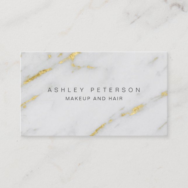 Makeup modern elegant gold foil marble pattern business card (Front)