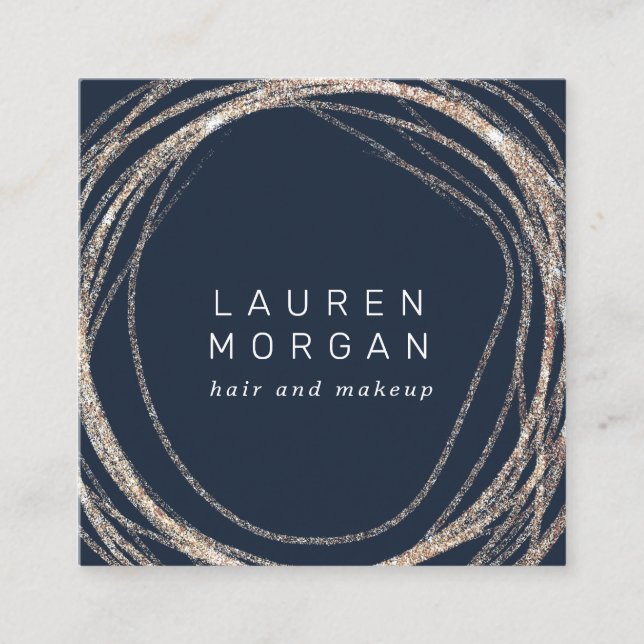 makeup modern faux gold swirl square Business Card (Front)
