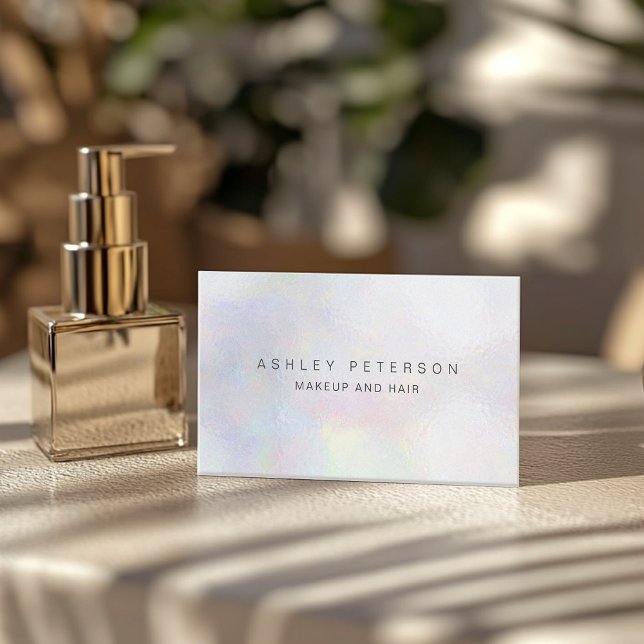 Makeup modern nacre pearl iridescent holographic business card (Makeup modern nacre pearl iridescent holographic business card)