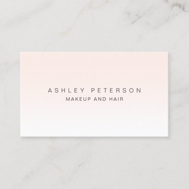 Makeup modern simple blush pink white ombre business card (Front)