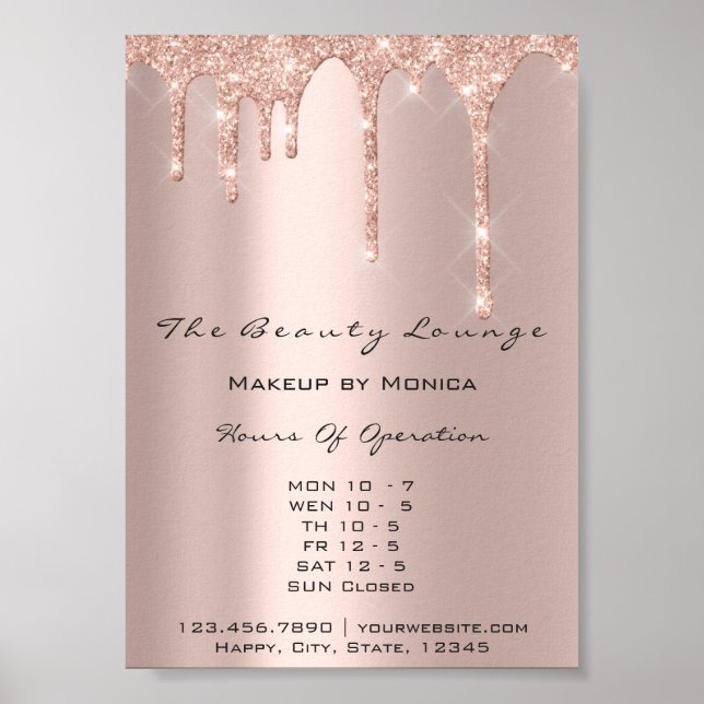 Makeup Opening Hours Rose Salon Drips Spark Prices Poster (Front)