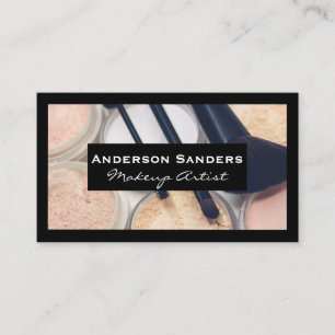 Makeup Palette and Brushes Black Border Business Card