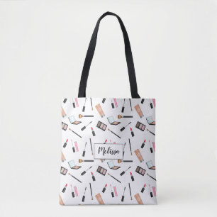 Makeup Pattern With Personalised Name Tote Bag
