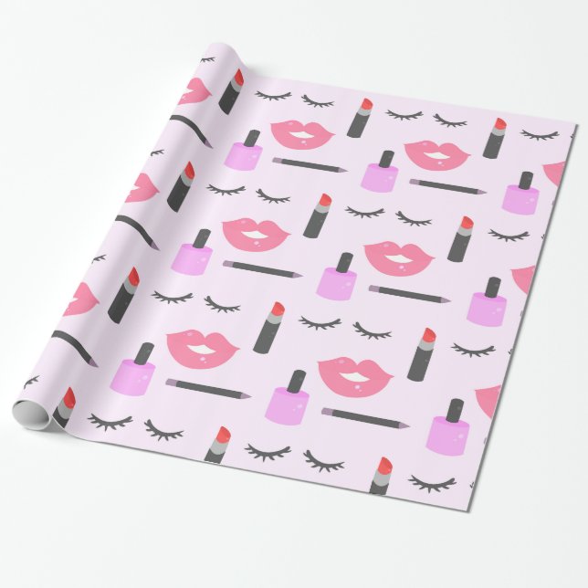 Makeup Pattern Wrapping Paper (Unrolled)
