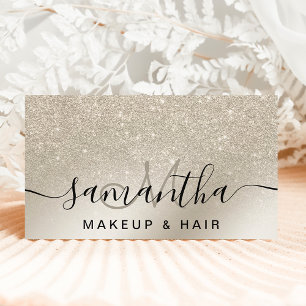 Makeup pearl glitter ivory ombre gold metallic business card