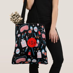 Makeup, Perfume, Cosmetics Tote Bag MONOGRAM black