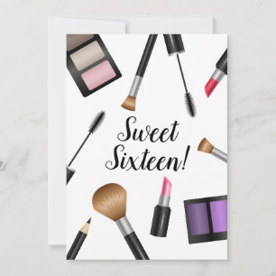 Makeup Products Sweet Sixteen Birthday Party Invitation