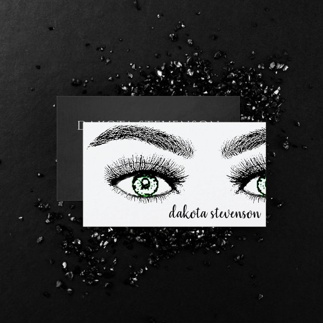 Makeup Professional | Black Emerald Green Eyes Business Card (Creator Uploaded)