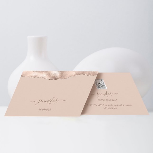 Makeup QR Code Powder Blush Skinny Business Card (Creator Uploaded)