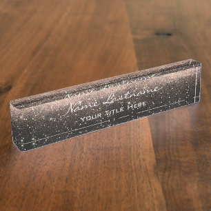 Makeup Rose Aesthetician Beauty Black Gold Blush Nameplate