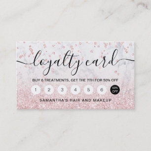 Makeup rose gold glitter marble sparkle confetti loyalty card