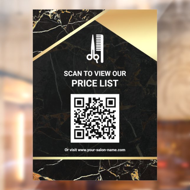 Makeup Salon QR Code Price List Black Marble (Sheet 2)
