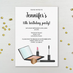 Makeup Set Illustration Cosmetics Birthday Party Invitation