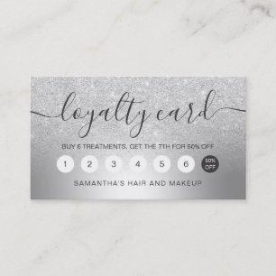 Makeup silver glitter ombre metallic foil loyalty card