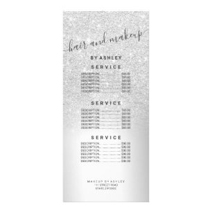 Makeup silver glitter ombre metallic foil price rack card