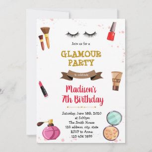 Makeup spa sleepover invitation
