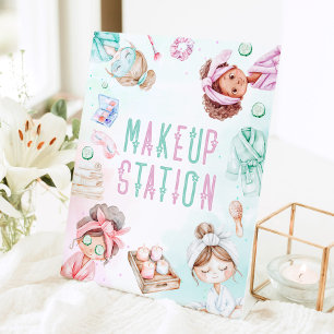 Makeup Station Spa party Birthday Pedestal Sign