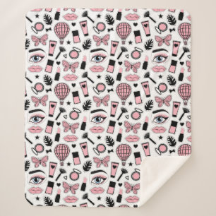 Makeup Sticker Pattern Sherpa Blanket