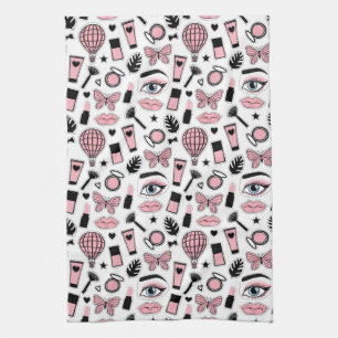 Makeup Sticker Pattern Tea Towel