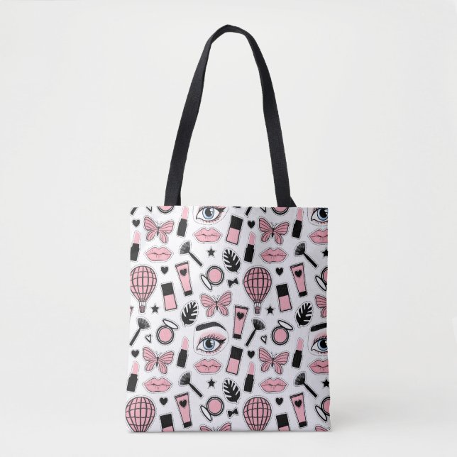 Makeup Sticker Pattern Tote Bag (Front)