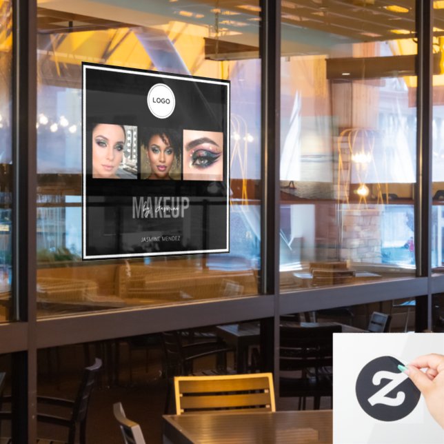 Makeup Studio Elegant Photo Collage Logo  (Restaurant Window)