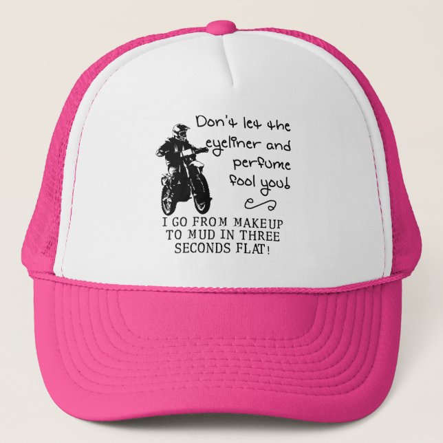 Makeup To Mud Funny Dirt Bike Motocross Ball Cap (Front)