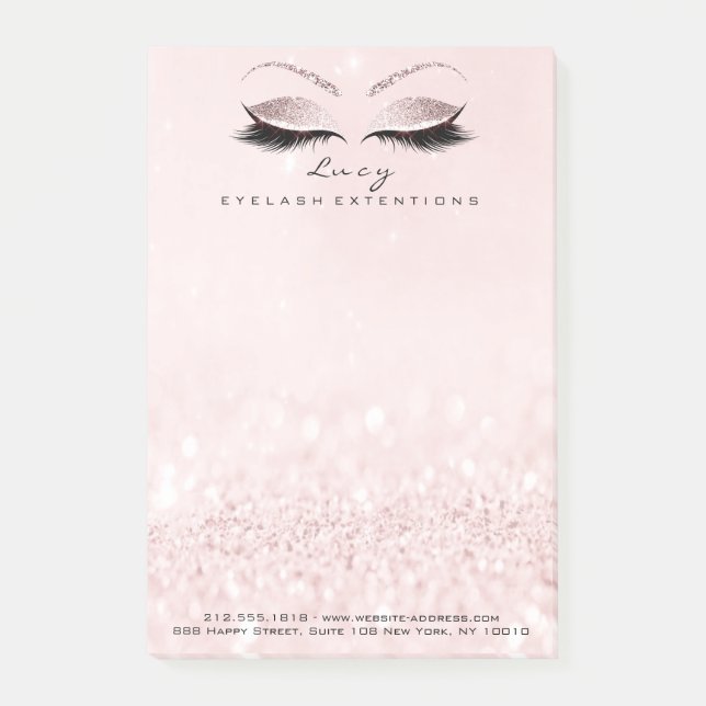 Makeup White Lashes Rose Name Web Telephone Pink Post-it Notes (Front)