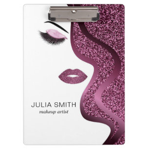 Makeup with burgundy glitter effect clipboard