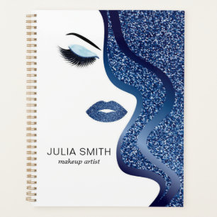 Makeup with dark blue effect planner