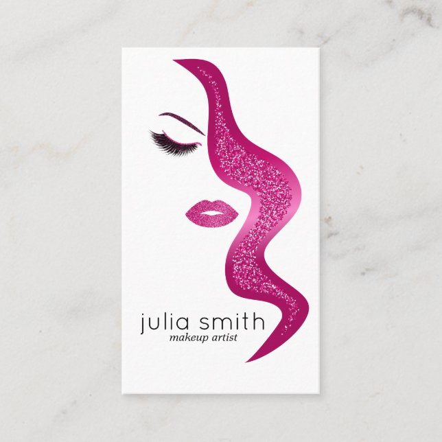 Makeup with glitter effect business card (Front)