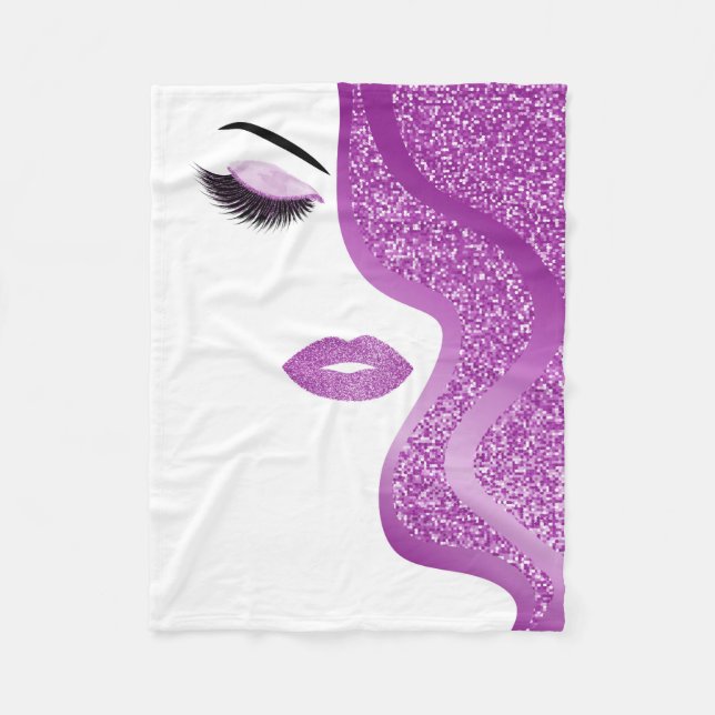 Makeup with glitter effect fleece blanket (Front)
