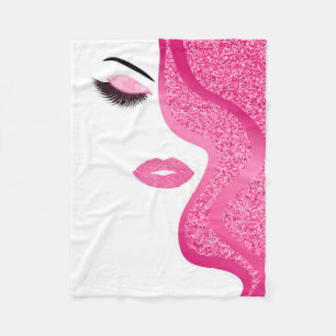 Makeup with glitter effect fleece blanket