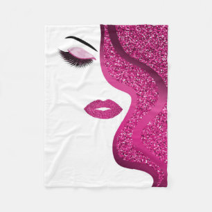 Makeup with glitter effect fleece blanket