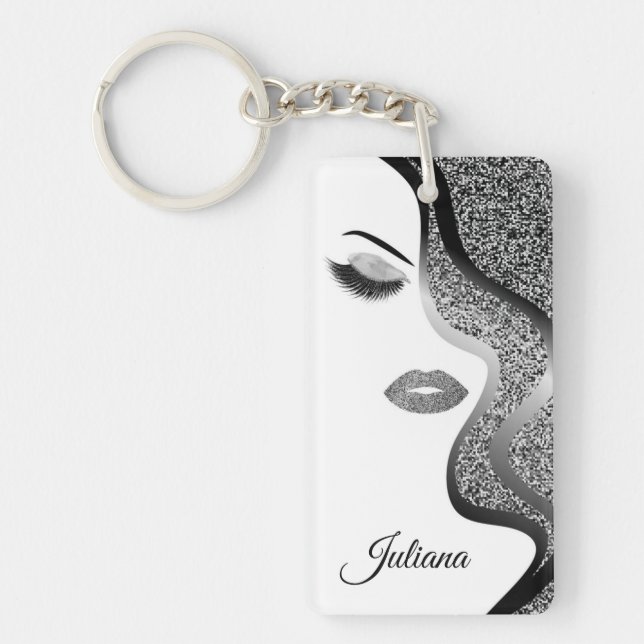 Makeup with glitter effect key ring (Front)