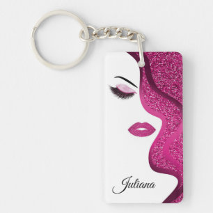 Makeup with glitter effect key ring