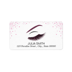Makeup with glitter effect label