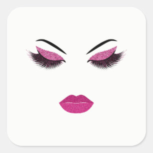 Makeup with glitter effect square sticker
