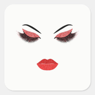 Makeup with glitter effect square sticker