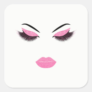 Makeup with glitter effect square sticker