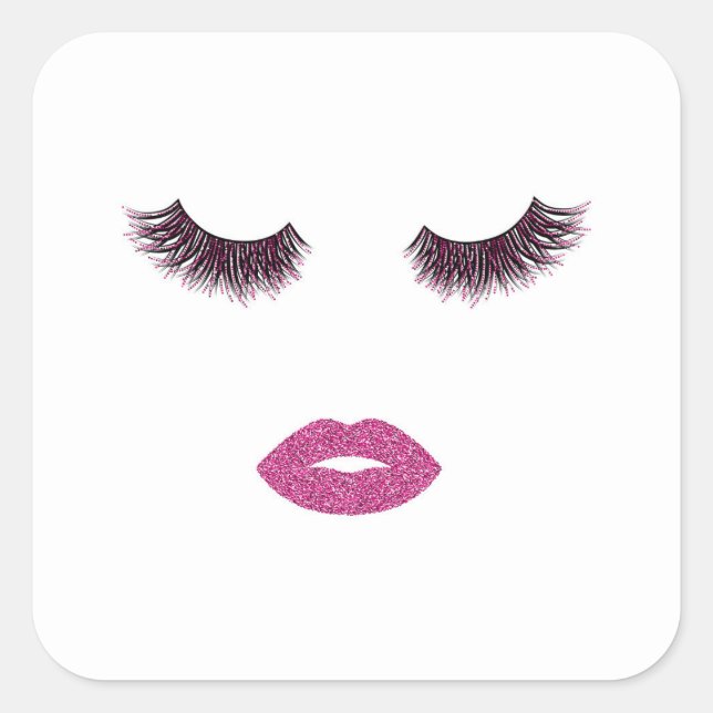 Makeup with glitter effect square sticker (Front)
