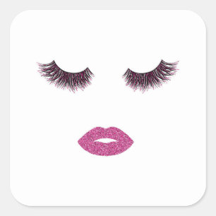 Makeup with glitter effect square sticker