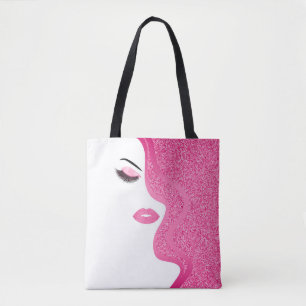Makeup with glitter effect tote bag