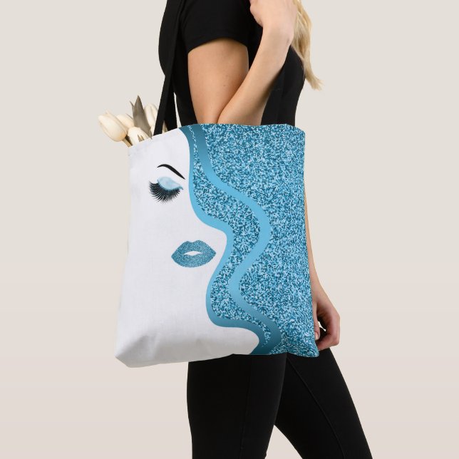 Makeup with glitter effect tote bag (Close Up)