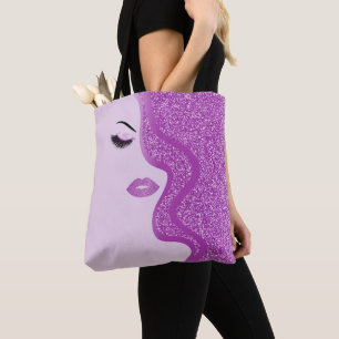 Makeup with glitter effect tote bag
